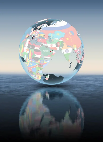 United Arab Emirates Political Globe Floating Water Illustration — Stock Photo, Image