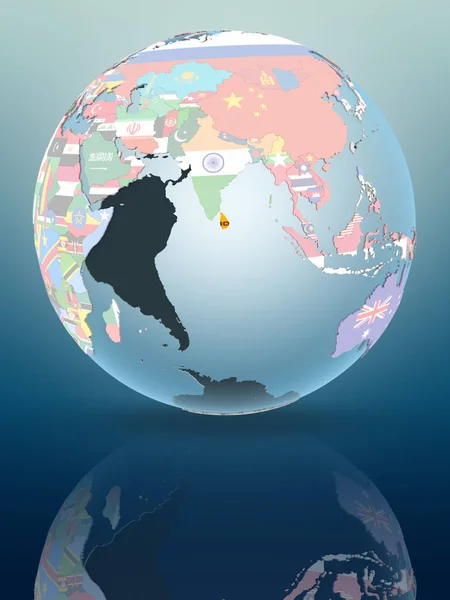 Sri Lanka Political Globe Reflecting Shiny Surface Illustration — Stock Photo, Image