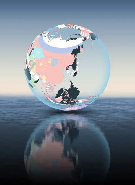 North Korea Political Globe Floating Water Illustration — Stock Photo, Image