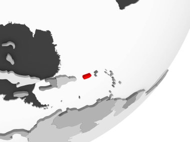 Porto Riko şeffaf okyanuslar ile gri küre kırmızı vurgulanır Illustration. 3D çizim.