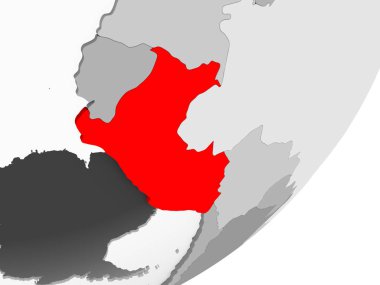 Şeffaf okyanuslar ile gri küre kırmızı vurgulanır Peru Illustration. 3D çizim.