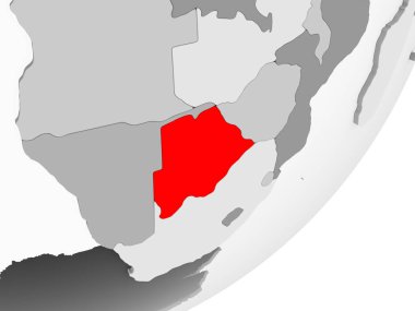 Şeffaf okyanuslar ile gri küre kırmızı vurgulanır Botsvana Illustration. 3D çizim.