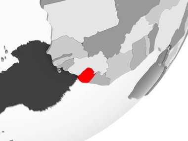 Sierra Leone şeffaf okyanuslar ile gri küre kırmızı vurgulanır Illustration. 3D çizim.