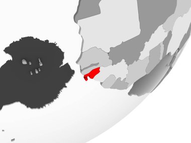 Gine-Bissau şeffaf okyanuslar ile gri küre kırmızı vurgulanır Illustration. 3D çizim.