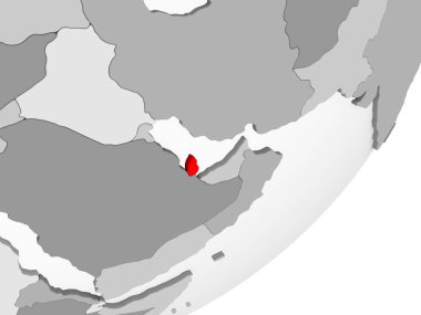 Resimde saydam okyanuslar ile gri küre kırmızı vurgulanır katar. 3D çizim.