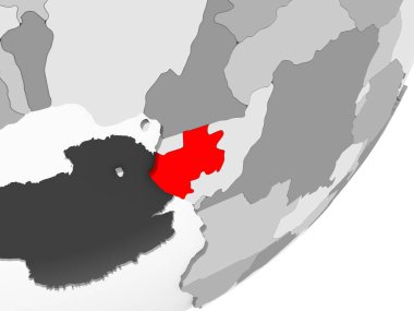 Şeffaf okyanuslar ile gri küre kırmızı vurgulanır Gabon Illustration. 3D çizim.