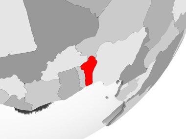 Şeffaf okyanuslar ile gri küre kırmızı vurgulanır Benin Illustration. 3D çizim.
