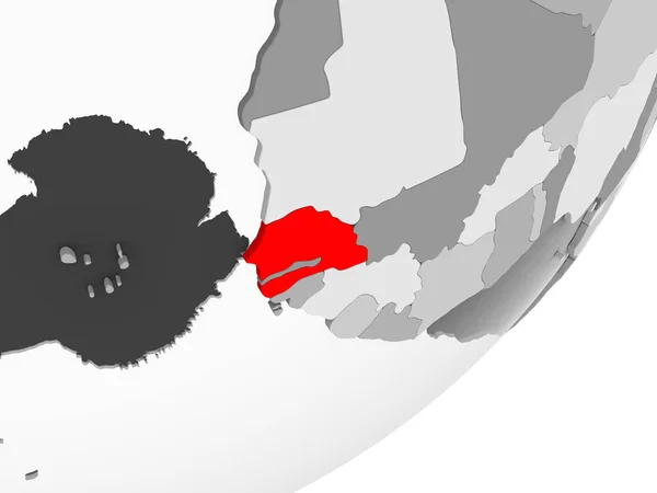 Ilustracja Senegalu Zaznaczone Czerwono Szary Globus Przezroczystym Oceanów Ilustracja — Zdjęcie stockowe