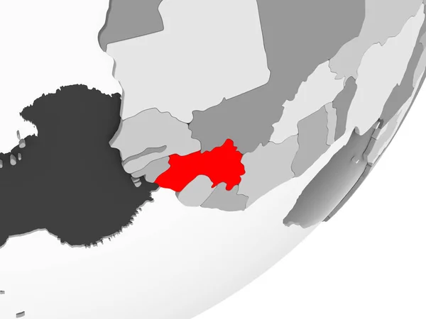 Abbildung Von Guinea Rot Auf Grauem Globus Mit Transparenten Ozeanen — Stockfoto