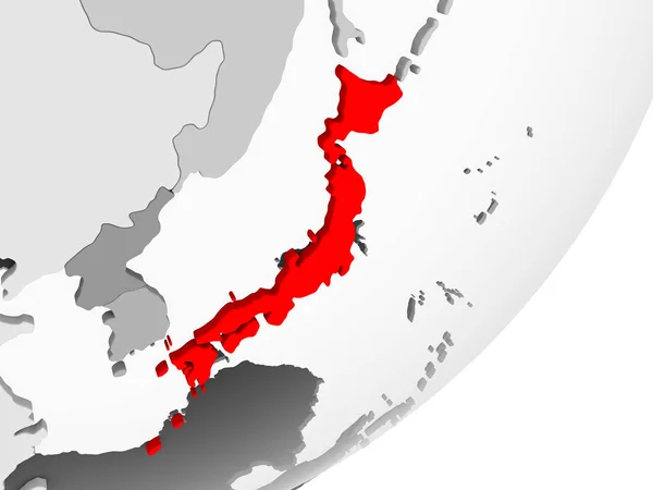 Ilustracja Japonia Zaznaczone Czerwono Szary Globus Przezroczystym Oceanów Ilustracja — Zdjęcie stockowe