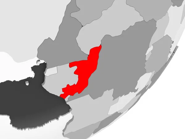Ілюстрація Конго Виділено Червоним Кольором Сірий Глобусом Допомогою Прозорих Океанів — стокове фото