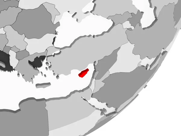 Illustration Cyprus Highlighted Red Grey Globe Transparent Oceans Illustration — Stock Photo, Image