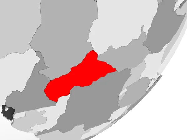 Abbildung Von Zentralafrika Rot Hervorgehoben Auf Grauem Globus Mit Transparenten — Stockfoto