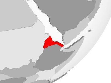 Şeffaf okyanuslar ile gri küre kırmızı vurgulanır Eritre Illustration. 3D çizim.