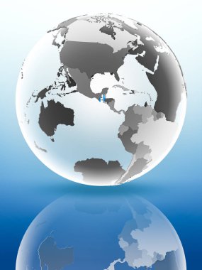 Guatemala bayrağı parlak yüzeye yansıtan dünya üzerinde. 3D çizim.