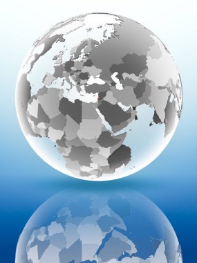 Lübnan bayrağı parlak yüzeye yansıtan dünya üzerinde. 3D çizim.