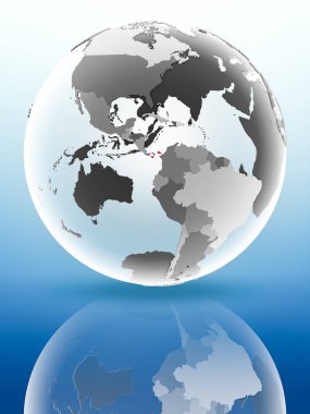 Panama bayrak parlak yüzeye yansıtan dünya üzerinde. 3D çizim.