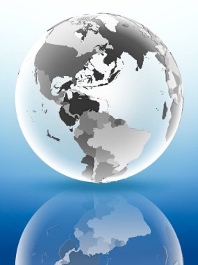 Porto Riko parlak yüzeye yansıtan dünya üzerinde bayrak ile. 3D çizim.