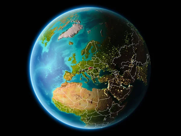 Словаччина Орбіти Планети Земля Вночі Висока Докладну Поверхнева Текстура Лінії — стокове фото