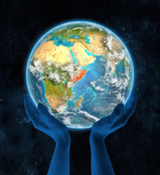Сомали Земле Руках Космосе Иллюстрация — стоковое фото