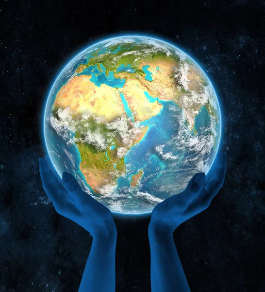 Dżibuti Ziemi Ręce Przestrzeni Ilustracja — Zdjęcie stockowe