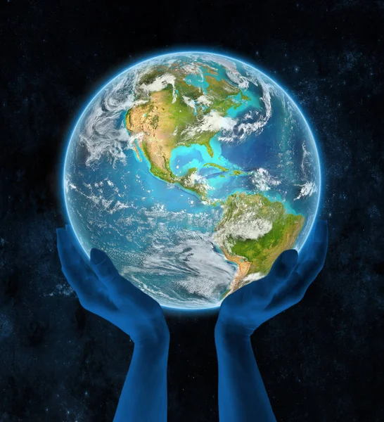 空間での手で地球にベリーズ イラストレーション — ストック写真