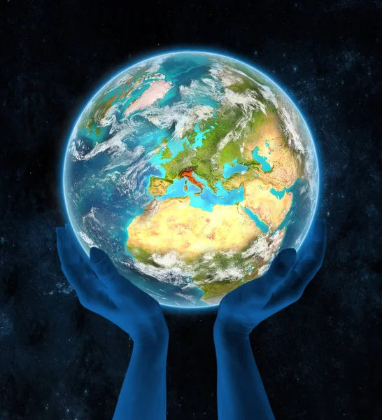 Italy Earth Hands Space Illustration — Stock Photo, Image