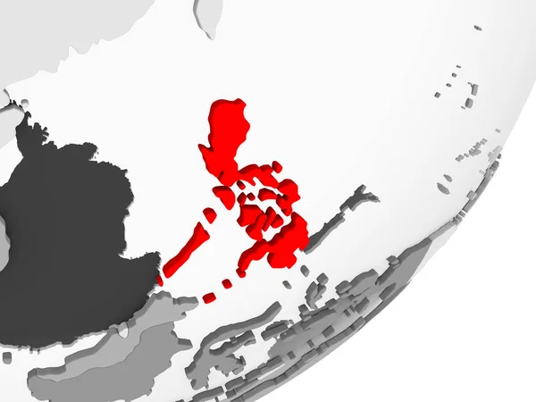 Illustratie Van Filipijnen Het Rood Grijze Globe Met Transparante Oceanen — Stockfoto