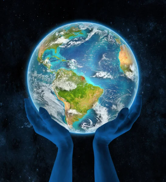 Frans Guyana Aarde Handen Ruimte Illustratie — Stockfoto