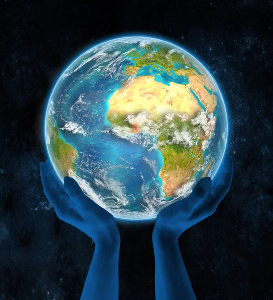 Гана Земле Руках Космосе Иллюстрация — стоковое фото