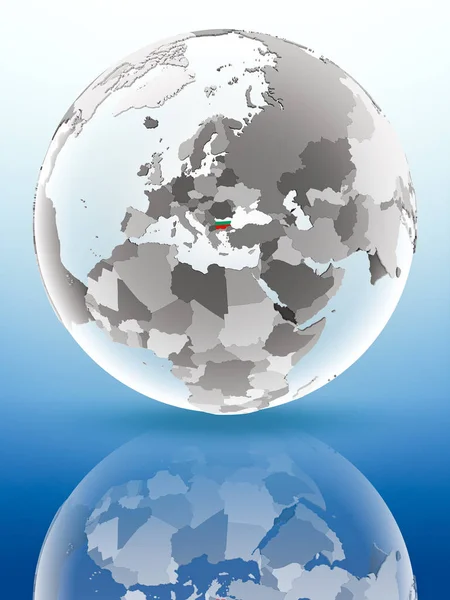 Bulgaria Flag Globe Reflecting Shiny Surface Illustration — Stock Photo, Image