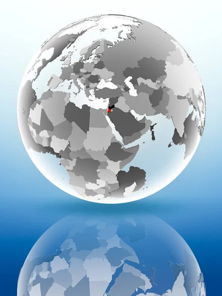 Jordan Flag Globe Reflecting Shiny Surface Illustration — Stock Photo, Image