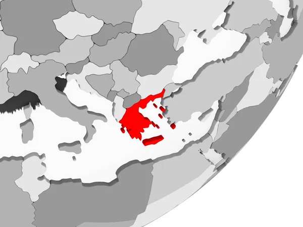 Illustratie Van Griekenland Gemarkeerd Het Rood Grijze Globe Met Transparante — Stockfoto