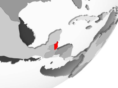 Şeffaf okyanuslar ile gri küre kırmızı vurgulanır Belize Illustration. 3D çizim.