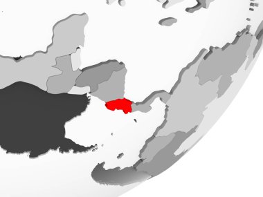 Kosta Rika şeffaf okyanuslar ile gri küre kırmızı vurgulanır Illustration. 3D çizim.