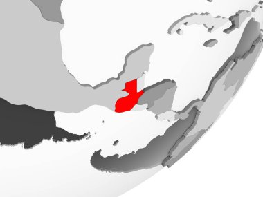 Şeffaf okyanuslar ile gri küre kırmızı vurgulanır Guatemala Illustration. 3D çizim.