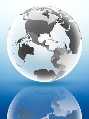 Belize bayrağı parlak yüzeye yansıtan dünya üzerinde. 3D çizim.