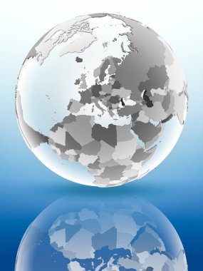 Slovenya bayrağı parlak yüzeye yansıtan dünya üzerinde. 3D çizim.