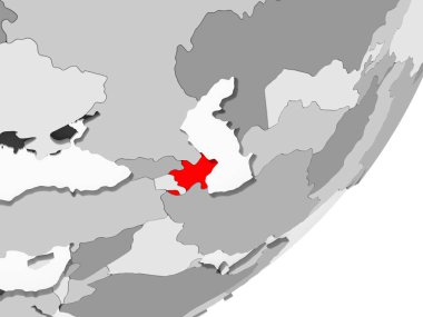 Kırmızı şeffaf okyanuslar ile gri küre üzerinde vurgulanan Azerbaycan Illustration. 3D çizim.