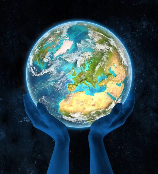 Niederländisch Auf Der Erde Händen Weltraum Illustration — Stockfoto