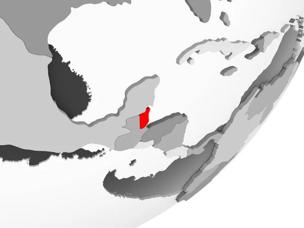 Illustration Belize Highlighted Red Grey Globe Transparent Oceans Illustration — Stock Photo, Image
