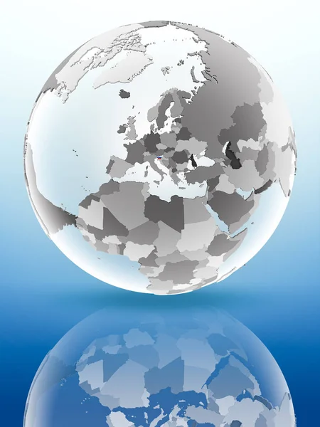 Slovenia Flag Globe Reflecting Shiny Surface Illustration — Stock Photo, Image