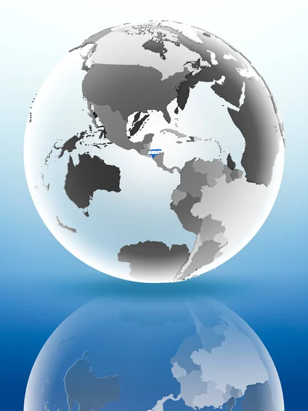 Honduras Flag Globe Reflecting Shiny Surface Illustration — Stock Photo, Image