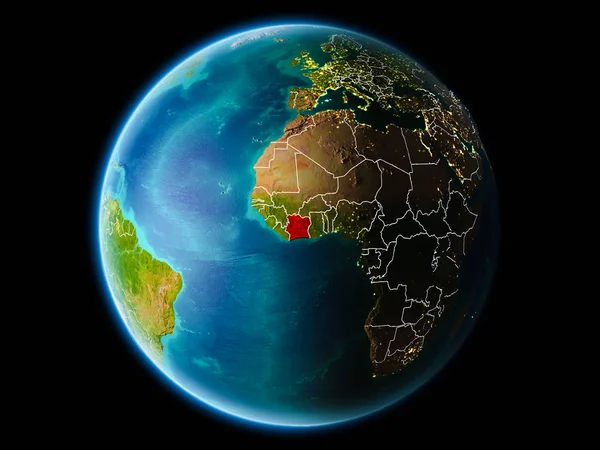 Elfenbeinküste Aus Der Umlaufbahn Des Planeten Erde Bei Nacht Mit — Stockfoto