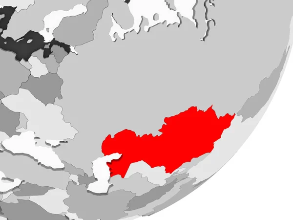 Illustration Kazakhstan Highlighted Red Grey Globe Transparent Oceans Illustration — Stock Photo, Image