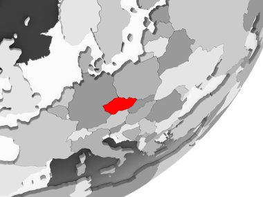 Çek Cumhuriyeti ile şeffaf okyanuslar gri küre kırmızı vurgulanır Illustration. 3D çizim.