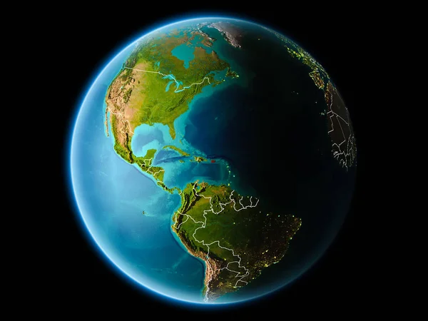 Puerto Rico Orbity Planety Ziemi Nocy Bardzo Szczegółowe Tekstury Powierzchni — Zdjęcie stockowe