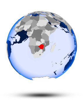 Zimbabve siyasi dünya ile gölge ve yarı saydam okyanus beyaz arka plan üzerinde izole üzerinde. 3D çizim.