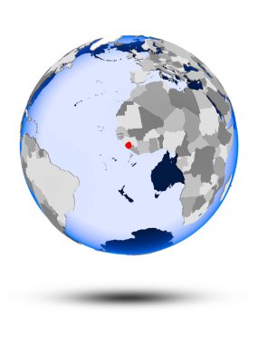 Sierra Leone gölge ve yarı saydam okyanus beyaz arka plan üzerinde izole ile siyasi dünya üzerinde. 3D çizim.