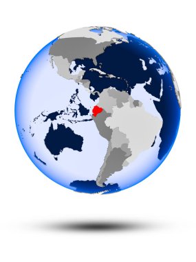 Ekvador gölge ve yarı saydam okyanus beyaz arka plan üzerinde izole ile siyasi dünya üzerinde. 3D çizim.